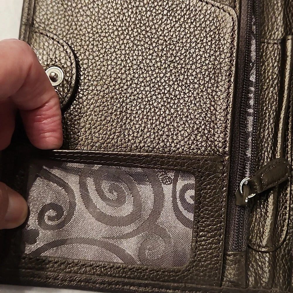 Brighton Embossed Medallion Leather Wallet in Dark Brown